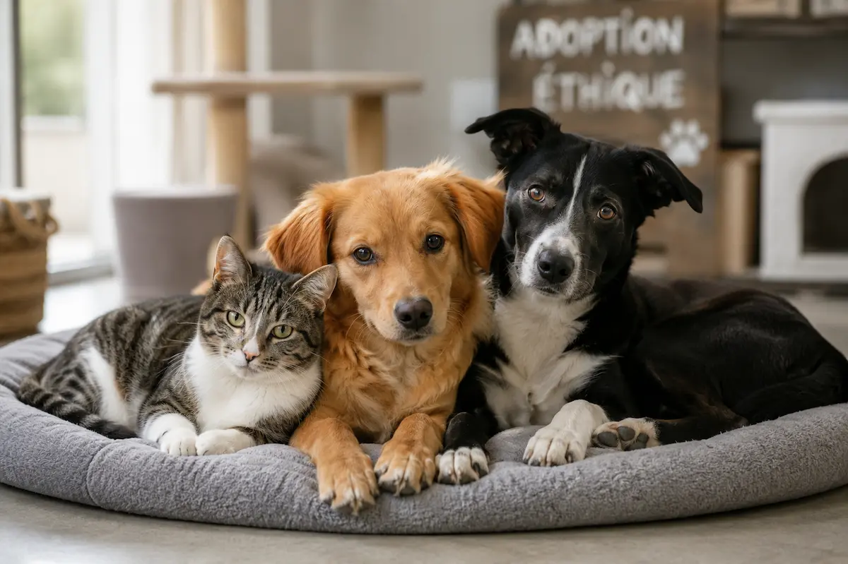 Chat et chiens dans un foyer aimant Sacha Adoption
